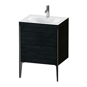 Duravit XViu Waschtisch-Unterschrank XV4709OB216C 60x48cm, 2 Auszüge, 1 Hahnloch, schwarz matt, Rahmen C, Eiche schwarz