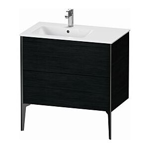 Duravit XViu Waschtisch-Unterschrank XV44860B216 81x48x59,4cm, 2 Auszüge, Becken links, schwarz matt, Eiche schwarz