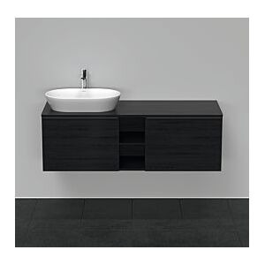 Duravit D-Neo Waschtisch-Unterschrank DE4950L1616 140 x 55 cm, Eiche Schwarz, wandhängend, 2 Auszüge, 1 Konsolenplatte, Becken links