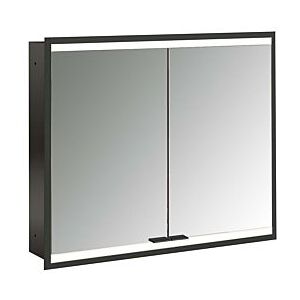 Emco prime Unterputz-Lichtspiegelschrank 949713534 800x730mm, 2-türig, schwarz/spiegel