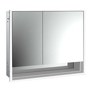 Emco Loft Unterputz-Lichtspiegelschrank 979805209 800x733mm, Unterfach, LED, 2-türig, breite Tür rechts, aluminium/Spiegel