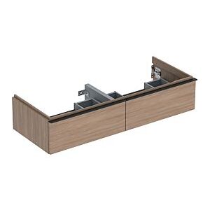 Geberit iCon Doppelwaschtisch-Unterschrank 502314JH1 118,4x24,7x47,6cm, 2 Schubladen, Eiche/Griff lava matt