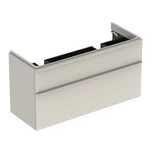 Geberit Smyle Square Doppelwaschtisch-Unterschrank 500356JL1 118,4x61,7x47cm, 2 Schubladen, sandgrau hochglanz