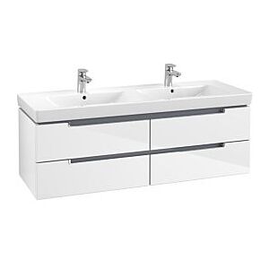 Villeroy und Boch Villeroy & Boch Subway 2.0 Waschtischunterschrank A69210DH, 128,7x42x44,9 cm, Glossy White,chrom