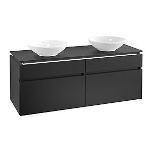 Villeroy und Boch Villeroy & Boch Legato Waschtischunterschrank B592L0PD 140x55x50cm, mit LED-Beleuchtung, Black Matt Lacquer