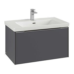 Villeroy und Boch Subway 3.0 Waschtisch-Unterschrank C573L0VM 77,2x42,9x47,8cm, mit LED/Griff Aluminium glänzend, taupe