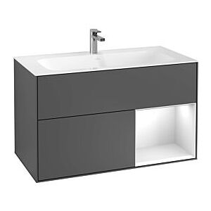 Villeroy und Boch Finion Waschtischunterschrank F040GJPD 99,6x59,1x49,8cm, Regal rechts Light grey matt, Black matt lacquer