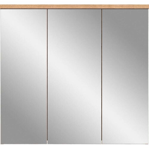 Welltime Badezimmerspiegelschrank WELLTIME „Dolo“ Schränke Gr. B/H/T: 80 cm x 75 cm x 20 cm, 3 St., grau (nox oak) Bad-Spiegelschränke Badmöbel, 3 Spiegeltüren, Breite 80 cm