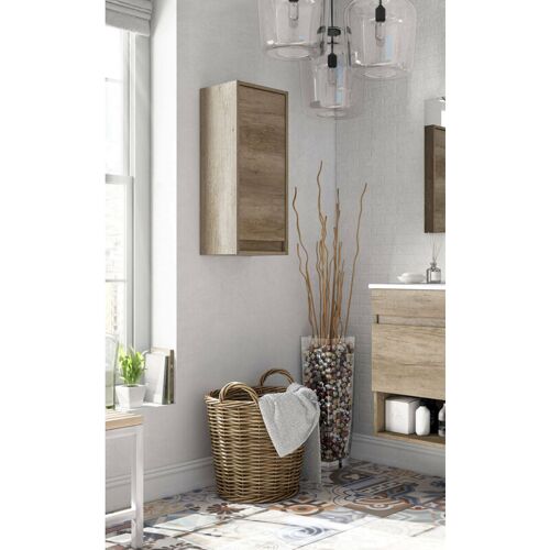 DMORA Säule für das Badezimmer Dlope, Säulenschrank für Badezimmer mit 1 Tür, Abgehängter Wandschrank, 30x26h74 cm, Eiche – Dmora