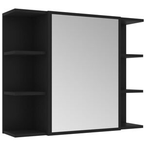 vidaXL badeværelsesskab med spejl 80x20,5x64 cm spånplade sort