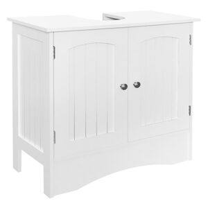 ECD-Germany ML Design håndvask kabinet hvid 60x30x60cm, badeværelse base kabinet 2 døre, opbevaring, masser af opbevaringsplads, fritliggende, landsted stil