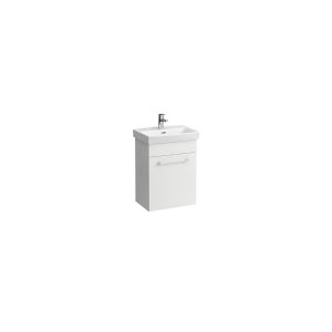 Laufen PRO N hvid møbelpakke med højrehængslet låge samt håndvask. Mål: bredde 500 mm, højde 670 mm, dybde 360 mm