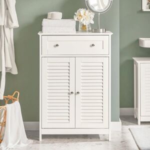 SoBuyBadeværelsesskab med jalousilåger og skuffe, FRG238-W White Wall cabinet