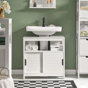 SoBuy Underskab til vask Badeværelsesskab med låger FRG128-II-W White Sink cabinet(on floor)