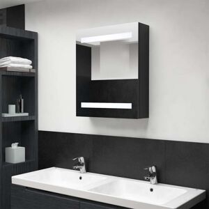 vidaXL badeværelsesskab m. spejl LED 50x14x60 cm sort