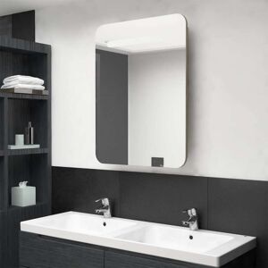 vidaXL badeværelsesskab med spejl LED 60x11x80 cm egetræ