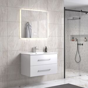 Hangzhou Hongshi Trading Lindadesign 80 Cm Hvid Højglans Badeværelsesmøbel M/hvid Håndvask Og Spejl