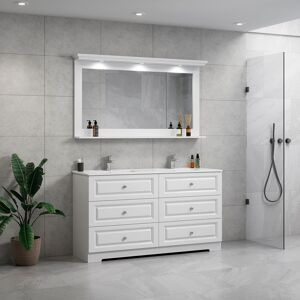 Hangzhou Hongshi Trading Modenicomfort 150 Cm Hvid Mat Badeværelsesmøbel M/hvid Håndvask Og Spejl