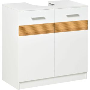 kleankin Mueble para Debajo del Lavabo de Madera Armario de Baño de Suelo  Mueble Bajo Lavabo Pie con 2 Puertas 60x30x60 cm Blanco