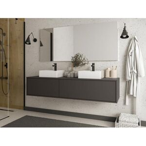 Unique Mueble flotante de baño en color gris antracita con lavabo doble - L150 cm - ISAURE II
