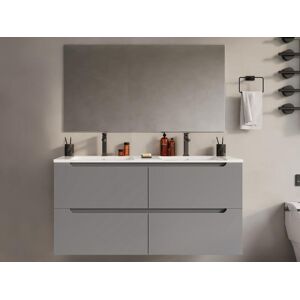 Unique Mueble de baño flotante con doble lavabo encastrable - Gris - 120 cm - SELITA