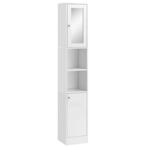 Armario alto para baño con espejo kleankin 30x28x180 cm blanco