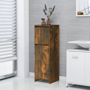 vidaXL Armario De Baño Madera Contrachapada Roble Ahumado 30x30x95 Cm