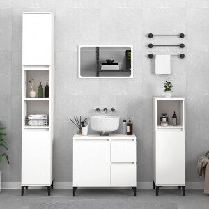 vidaXL Armario De Baño Madera Contrachapada Blanco 30x30x190 Cm