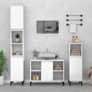 vidaXL Juego De Muebles De Baño 3 Pzas Madera Contrachapada Blanco