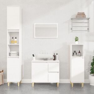 vidaXL Armario De Baño Madera Contrachapada Blanco 30x30x100 Cm