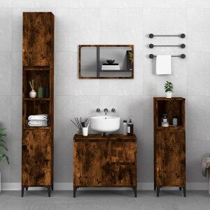 vidaXL Armario De Baño Madera Contrachapada Roble Ahumado 30x30x100 Cm