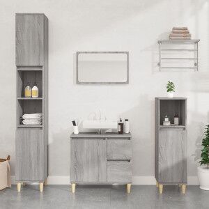 vidaXL Armario De Baño Madera Contrachapada Gris Sonoma 30x30x100 Cm