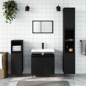 vidaXL Armario De Baño Madera De Ingeniería Negro 58x33x60 Cm