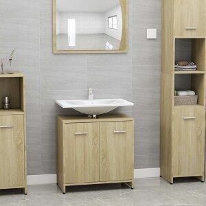 vidaXL Armario De Baño Madera Contrachapada Color Roble 60x33x61 Cm