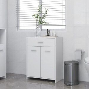 vidaXL Armario De Baño Madera Contrachapada Blanco 60x33x80 Cm