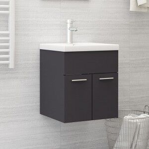 vidaXL Armario Para Lavabo Madera Contrachapada Gris 41x38.5x46 Cm