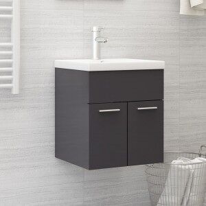 vidaXL Armario Para Lavabo Contrachapada Gris Brillo 41x38.5x46 Cm