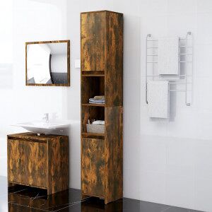 vidaXL Armario Baño Madera Contrachapada Roble Ahumado 30x30x183.5cm