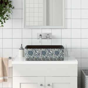 vidaXL Lavabo De Encimera Rectangular Cerámica Negro Azul 46x35.5x13cm