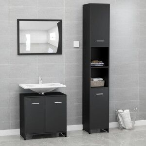 vidaXL Juego Muebles De Baño 3 Pzas Madera De Ingeniería Negro