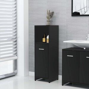 vidaXL Armario De Baño Madera Contrachapada Negro 30x30x95 Cm