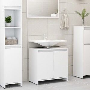 vidaXL Armario De Baño Madera Contrachapada Blanco 60x33x61 Cm