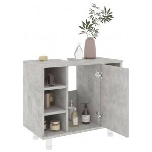 vidaXL Armario De Baño Contrachapada Gris Hormigón 60x32x53.5 Cm