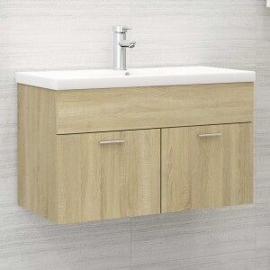 vidaXL Armario Para Lavabo Contrachapada Color Roble 80x38.5x46 Cm