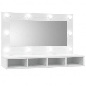 vidaXL Mueble Con Espejo Y Led Blanco 90x31.5x62 Cm