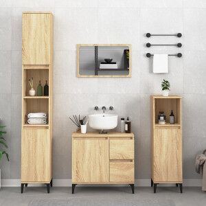 vidaXL Armario De Baño Madera Contrachapada Roble Sonoma 30x30x100 Cm