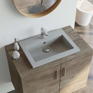 vidaXL Lavabo De Granito Gris 600x450x120 Mm