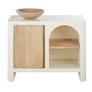 Maisons du Monde Mueble de madera de mango beige y blanco crema para 1 lavabo