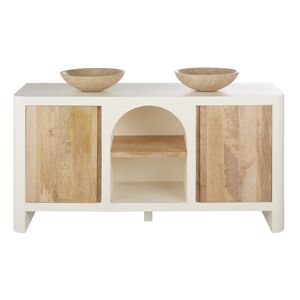 Maisons du Monde Mueble de madera de mango beige y blanco crema para dos lavabos