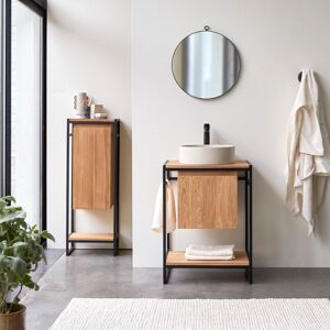 Tikamoon Mueble bajo lavabo en teca maciza y metal 60 cm